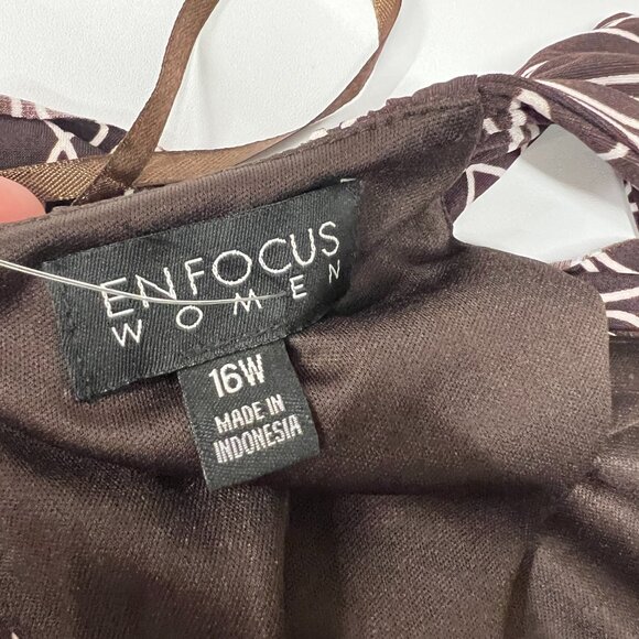 New En Focus Women’s Sleevless‎ Dress Size 16W Brown/White - Picture 6 of 6
